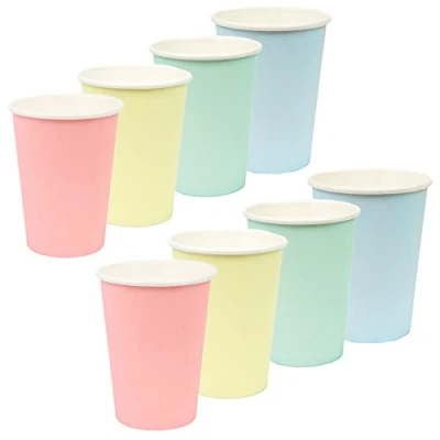 Image of Talking Tables Pastel Paper Cups Recyclable Tableware for Birthdays, Office Parties, Baby Showers 8 Pack, Pastelcups