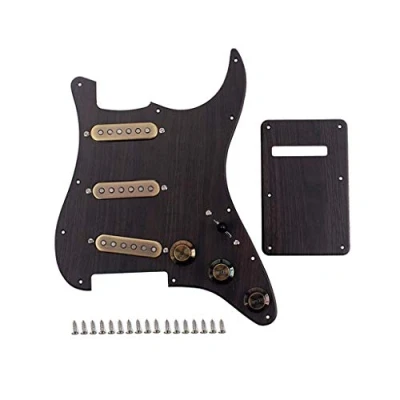 Image of Alnicov 3 Ply Prewired Loaded Pickguard Scratchplate Backplate with SSS Alnico V Pickups Kit for Strat ST Electric Guitars(Wood grain)
