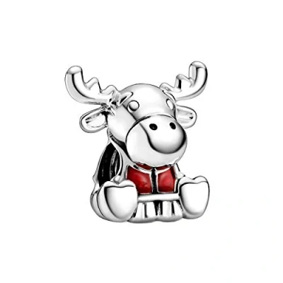 Image of SANHUA Charms S925 Sterling Silver Summer Canada Moose Maple Leaf Beads Pendant for Women Girls Daughter Mom Friends,Compatible with Pandora Charm Bracelets