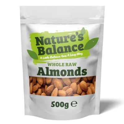 Image of Natures Balance Whole Almonds Raw Vegan Nuts Unsalted, 500g