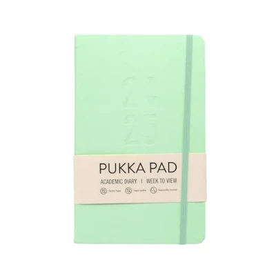 Image of Pukka Pad 2024 2025 Academic Diary Soft Cover Planner Dated August To July with Yearly and Monthly Layouts Lined Pages, Overviews, Goals, Important Dates, Do Lists, Pastel Green