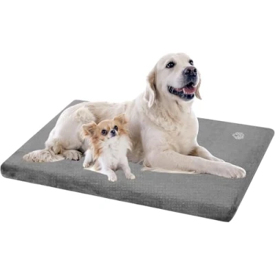 Image of EMPSIGN Dog Bed Extra Large Washable Mat Mattress with Waterproof Liner, Reversible Beds for Crate Removable Cover, Firm Support Pet Bed, Grey, 119x74x7.5cm