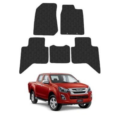Image of 5mm Rubber Floor Mats for the Isuzu D Max (2012 2019) UK Models Custom Van Accessory Tailored fit Heavy Duty, Waterproof &amp; Anti Slip Work with Clips