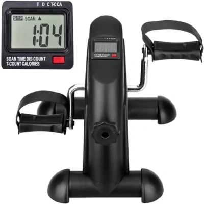Image of himaly Mini Exercise Bike Pedal Exerciser Portable Home Leg Arm Cycle with LCD Display &amp; Adjustable Resistance Knob for Gym Fitness Training