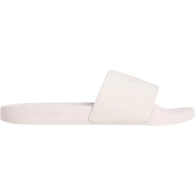 Image of Calvin Klein Jeans Slide Monogram Mules, Women&#039;s, Size: 3.5, Triple whisper pink Cotton