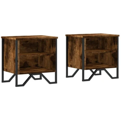 Image of vidaXL Bedside Cabinet Smoked Oak 2 pcs 40x30x40 cm Engineered Wood