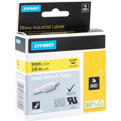 Image of Dymo Rhino 9MM Yellow Heat Shrink Tube 18054