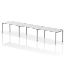 Image of Impulse Bench Single Row 3 Person 1400 Silver Frame Desk White