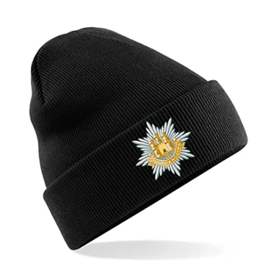 Image of PSave Royal Anglian Regiment Insignia Mens Premium Embroidered Beanie Hat, Bob Hat British Army Military (Black)