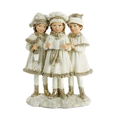Image of Goodwill: Resin Victorian Children Carol Singers 17 Centimeter Figurine&#039;s on a Plinth Champagne and Cream