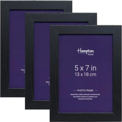Image of Hampton Frames OXFORD 5x7 (13x18cm) Pack of 3 Black Picture Frame Acrylic (Non Glass) OXF57NGX 3PK