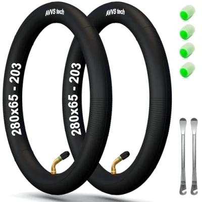 Image of 280 x 65 203 Pushchair Tube 12 Inch with Angle Valve 45 Pack of 2 Scooter Tyres Pram Tricycle Balance Bike Trailer