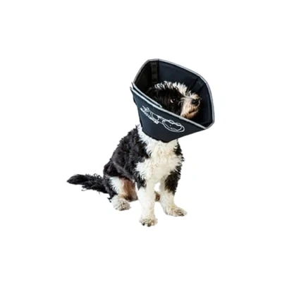 Image of All Four Paws The Original Comfy Cone, Soft Pet Recovery Collar with Removable Stays, Small Long, Black