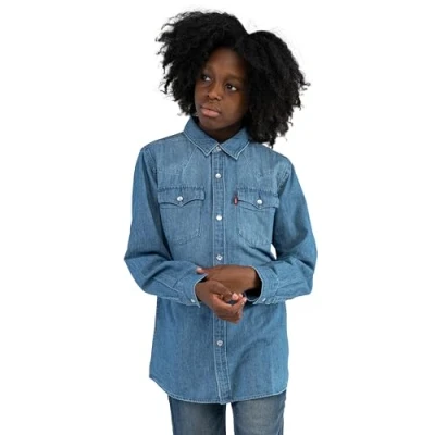 Image of Levi&#039;s Kids Barstow Western Shirt Boys, Turquoise 14 Years