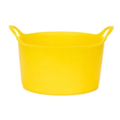Image of Amtech Flexi Tub for Carrying Water, Soil, Bricks, Super Strong Reinforced Handles, Home DIY, Durable and Long Lasting, Heavy Duty, Cold Resistant (Yellow) (14L)