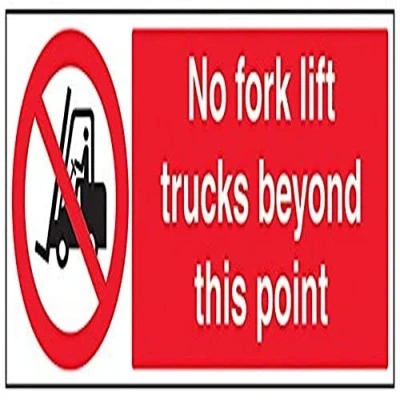 Image of V Safety No Fork Lift Trucks Beyond This Point Sign 600mm x 200mm 1mm Rigid Plastic