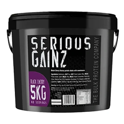 Image of The Bulk Protein Company, SERIOUS GAINZ Whey Powder Weight Gain, Mass Gainer 30g Powders (Black Cherry, 5kg)