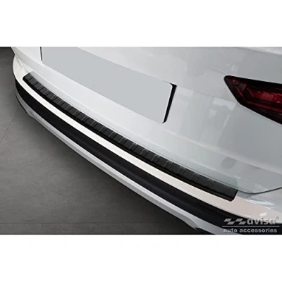 Image of Matt Black Stainless Steel Rear bumper protector compatible with Seat Ateca 2016 2020 &amp; FL &#039;Ribs&#039;