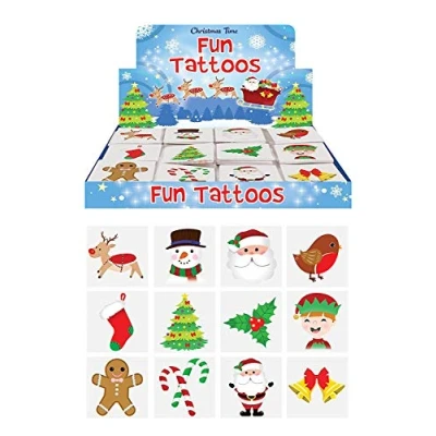 Image of  Henbrandt 120 x Mini Christmas Temporary Transfer Tattoos for Children Kids Festive Xmas Stocking Advent Calendar Fillers Boys and Girls