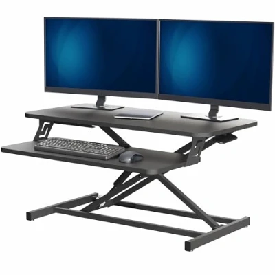 Image of VIVO DESK Riser 80 cm Standing Converter with Quick Pneumatic Spring, Economic Height Adjustable Sit Stand Dual Monitor and Laptop Workstation, Black, V000S