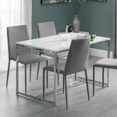 Image of Julian Bowen Scala Dining Table, White Marble Effect/Chrome