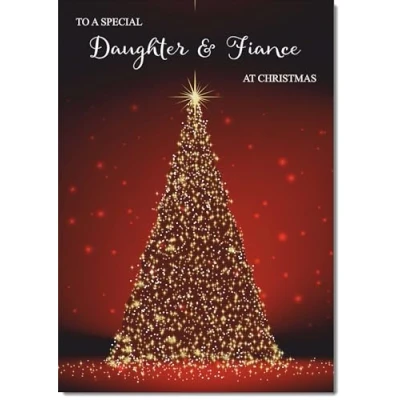 Image of doodlecards Daughter and Fiance Christmas Card Red Tree Medium Size for &amp; with Plain Envelope