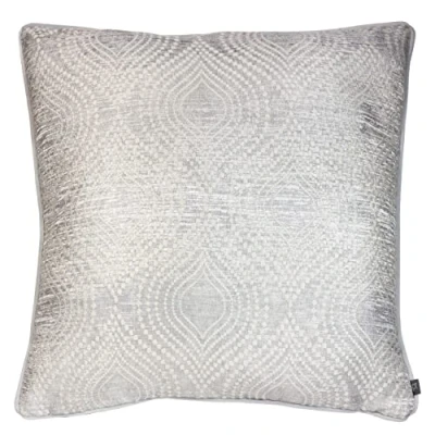 Image of Prestigious Textiles Radiance Tufted Tasselled Cushion Cover Silver One Size