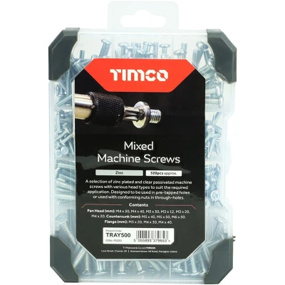 Image of 3x TIMCO Mixed Tray Machine Screws Zinc TRAY500 Pack of 320