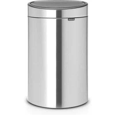Image of Brabantia Touch Bin New Recycle 10L + 23L Inner Buckets (Matt Steel Fingerprint Proof) Flat Backed Waste/Recycling Kitchen with Removable Sorting Compartments