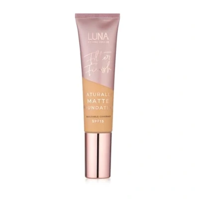 Image of LUNA Matte Foundation in MEDIUM TAN Shade Contains Vitamin E and SPF15 Oil Free Face Foundations with Peach Golden Undertone Suitable for Oily Sensitive Skin