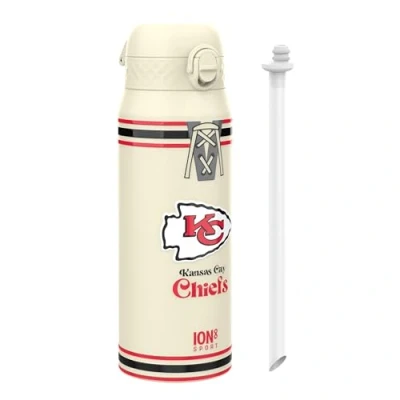 Image of Ion8 NFL x Sports Thermal Water Bottle with Removable Straw, 750ml/24oz, Leak proof Vacuum Insulated Drinking Bottle, Chiefs