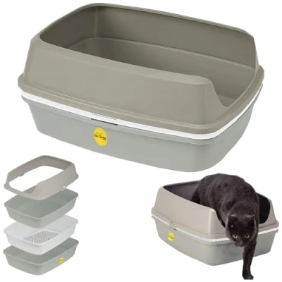 Image of Cat CENTRE Sifting Litter Tray Scoopless Toilet Box With Frame Pan Loo
