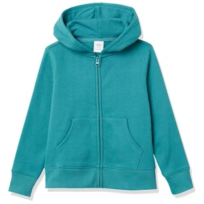 Image of Amazon Essentials Girls&#039; Fleece Zip Up Hoodie Sweatshirt, Teal Blue, 5 Years
