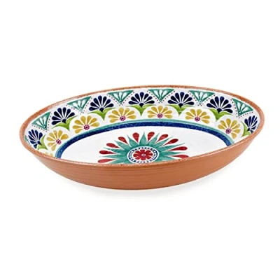 Image of Purely Home Rio Medallion Melamine/Plastic Outdoor/BBQ/Picnic Oval Serving Bowl