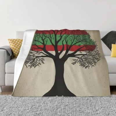 Image of Ultra Soft Micro Fleece Blanket Tree Palestinian Flag Throw Warm Fuzzy Plush Lightweight Flannel Blankets for Couch Sofa Bed 80&quot;x60&quot; Cozy Microfiber All Season