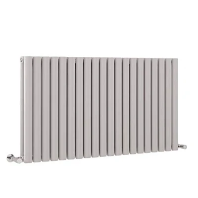 Image of Milano Aruba Light Grey Horizontal Double Oval Panel Radiator 635mm x 1180mm
