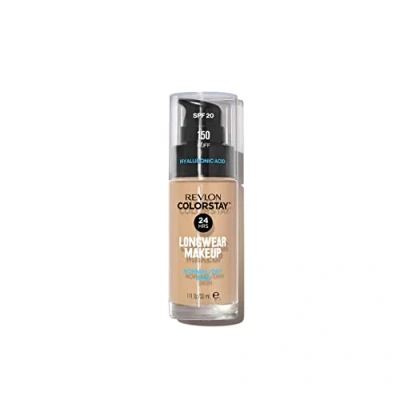 Image of Revlon Colorstay Liquid Foundation Makeup for Normal to Dry Skin SPF20 Medium Full Coverage Oil Free, Natural Finish, Buff (150) Unisex, 30 ml