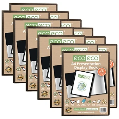 Image of eco A4 50% Recycled 20 Pocket Presentation Display Book Folder (Pack of 12), eco003x12