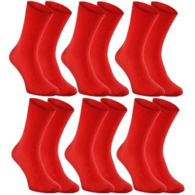 Image of Rainbow Socks Women Men Antibacterial Diabetic Non Elastic Loose 6 Paar Rot Size 4