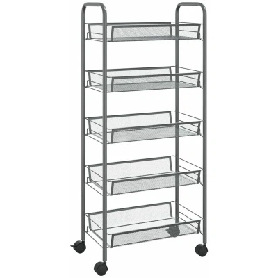 Image of vidaXL 5 Tier Kitchen Trolley Grey 46x26x105 cm Iron