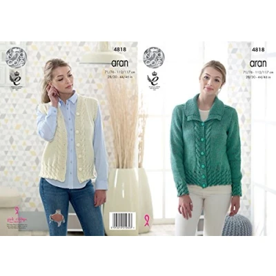 Image of King Cole 4818 Knitting Pattern Womens Jacket and Waistcoat in Fashion Aran