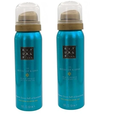 Image of RITUALS Foaming Shower Gel from The Ritual of Karma, With Summery Holy Lotus &amp; White Tea Hydrating, Cooling Properties Travel Size 2 x 50ml