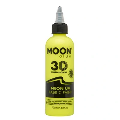 Image of Moon Glow Neon UV 3D Fabric paint 125ml Intense Yellow Textile for clothes, t shirts, bags, shoes &amp; canvas