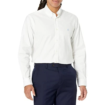Image of Brooks Brothers Men&#039;s Non Iron Long Sleeve Button Down Stretch Oxford Sport Shirt, Solid, White, XL