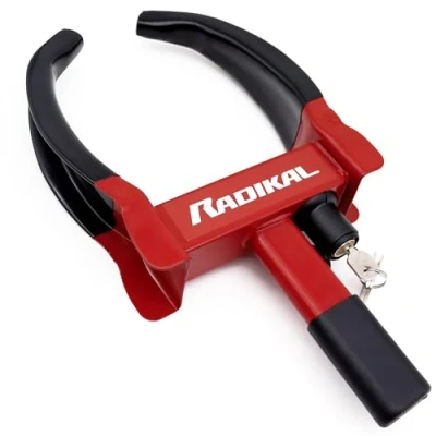 Image of RADIKAL RK1001 Heavy Duty Wheel Clamp Lock, Adjustable 7,4 11,4in, High Security Anti Scratch, Universal Car Boot Theft Lock Device for Vehicle Truck, Van, Golf Cart, Motorhome Camper