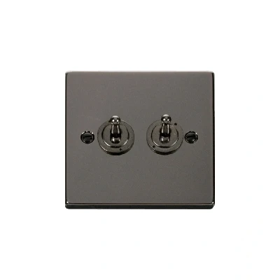 Image of Click Deco 2 Gang Way 10AX Toggle Switch Black Nickel