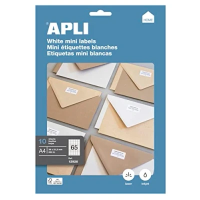 Image of Apli 1283 Labels Permanent Adhesive 10 hojas White