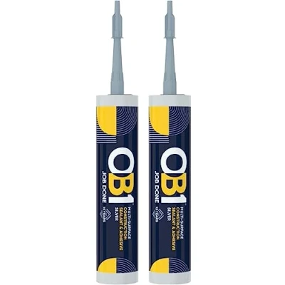 Image of OB1 Multi Surface Construction Sealant &amp; Adhesive, Excellent Chemical Resistance, Water Resistant, Weather (Silver Twin Pack)