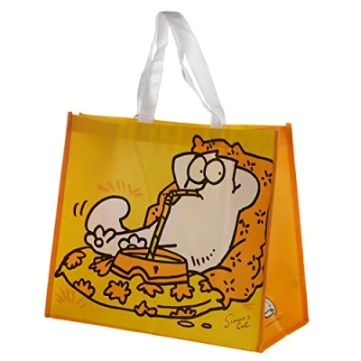 Image of Puckator Simon&#039;s Cat Yellow Reusable Shopping Bag Shoulder Bags Handbags for Women Canvas Tote Hand Large Ladies Aesthetic Stuff Big Foldaway