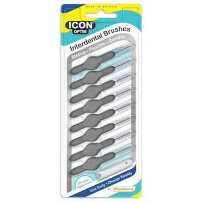 Image of Stoddard Icon Grey Standard Interdental Brushes 8 Brush Plus 2 Free in 1 Pack